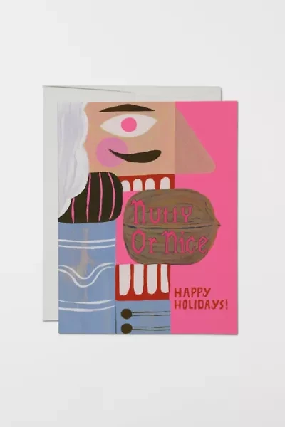 Red Cap Nutty or Nice Holiday Greeting Card