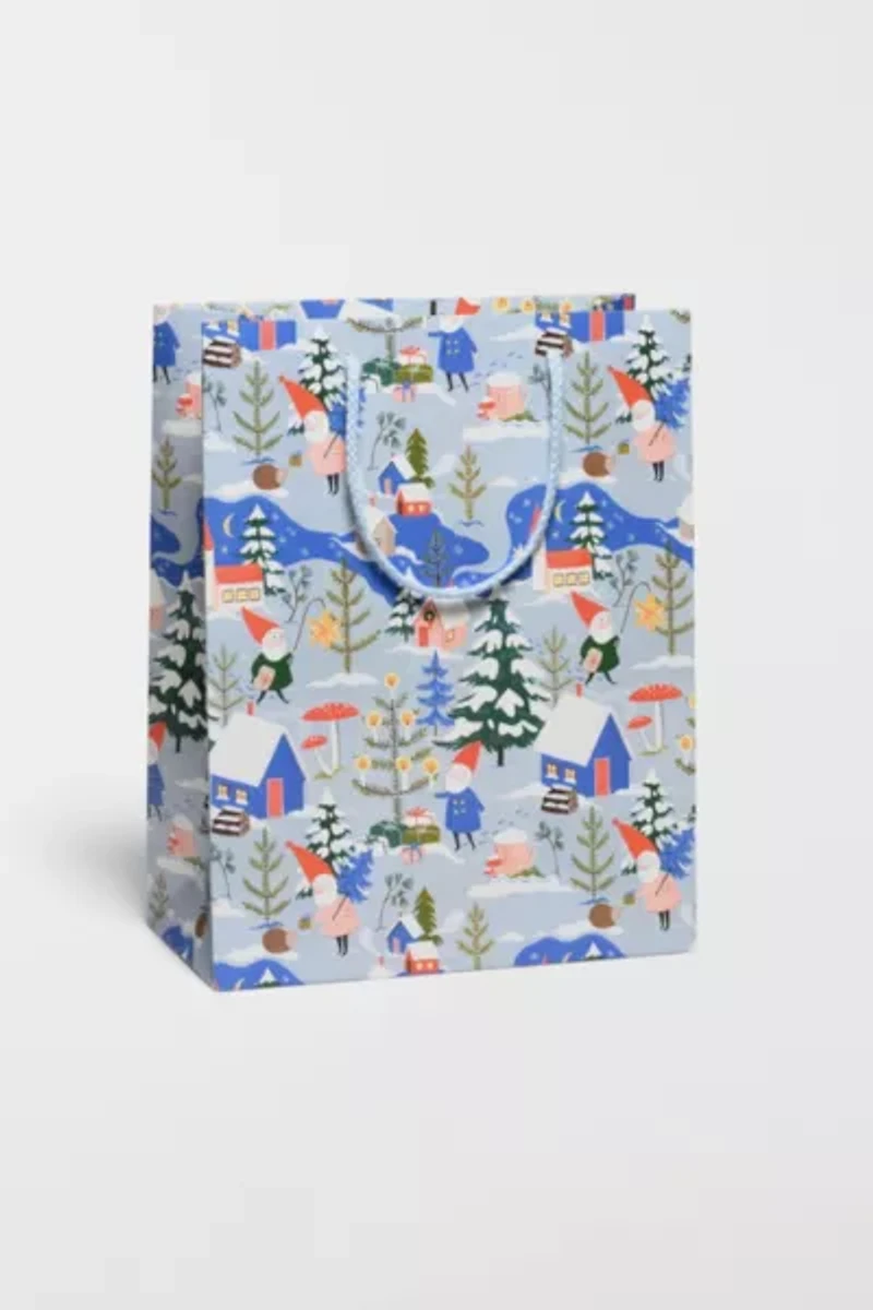 Red Cap Holiday Gnomes Gift Bag