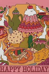 Red Cap Happy Holidays Feast Greeting Card