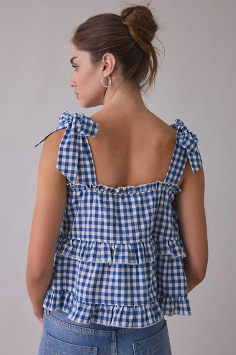 Daisy Street Keepsake Tie-Strap Ruffle Babydoll Top