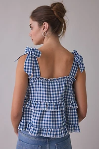 Daisy Street Keepsake Tie-Strap Ruffle Babydoll Top