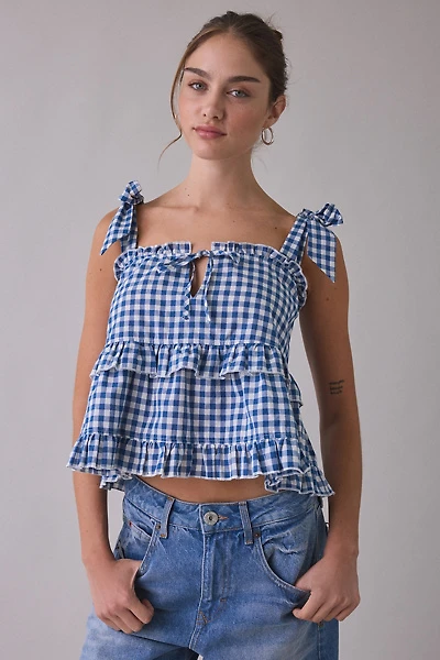 Daisy Street Keepsake Tie-Strap Ruffle Babydoll Top