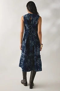 Daisy Street Flora Tiered Ruffle Denim Midi Dress