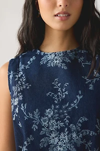 Daisy Street Flora Tiered Ruffle Denim Midi Dress
