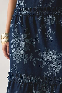 Daisy Street Flora Tiered Ruffle Denim Midi Dress