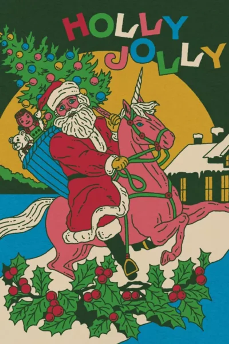 Red Cap Santa's Magic Holiday Greeting Card