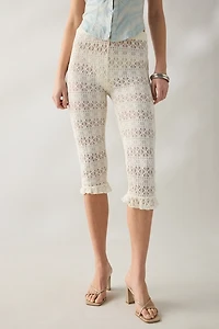 Daisy Street Buttermilk Sheer Lace Capri Pants