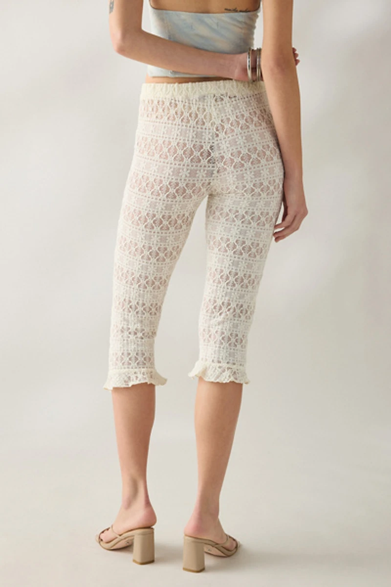 Daisy Street Buttermilk Sheer Lace Capri Pants