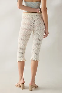 Daisy Street Buttermilk Sheer Lace Capri Pants