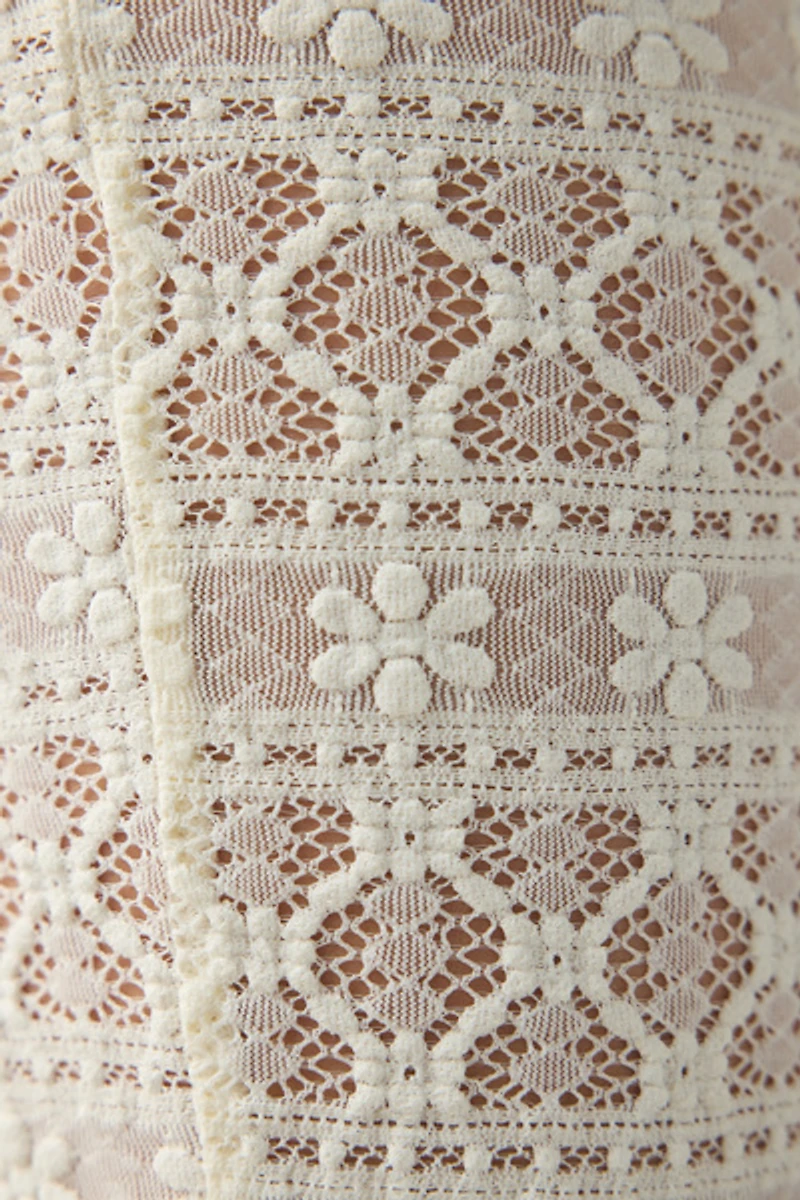 Daisy Street Buttermilk Sheer Lace Capri Pants