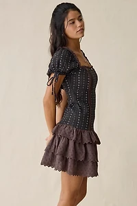 Daisy Street Orchard Drop Waist Ruffle Mini Dress