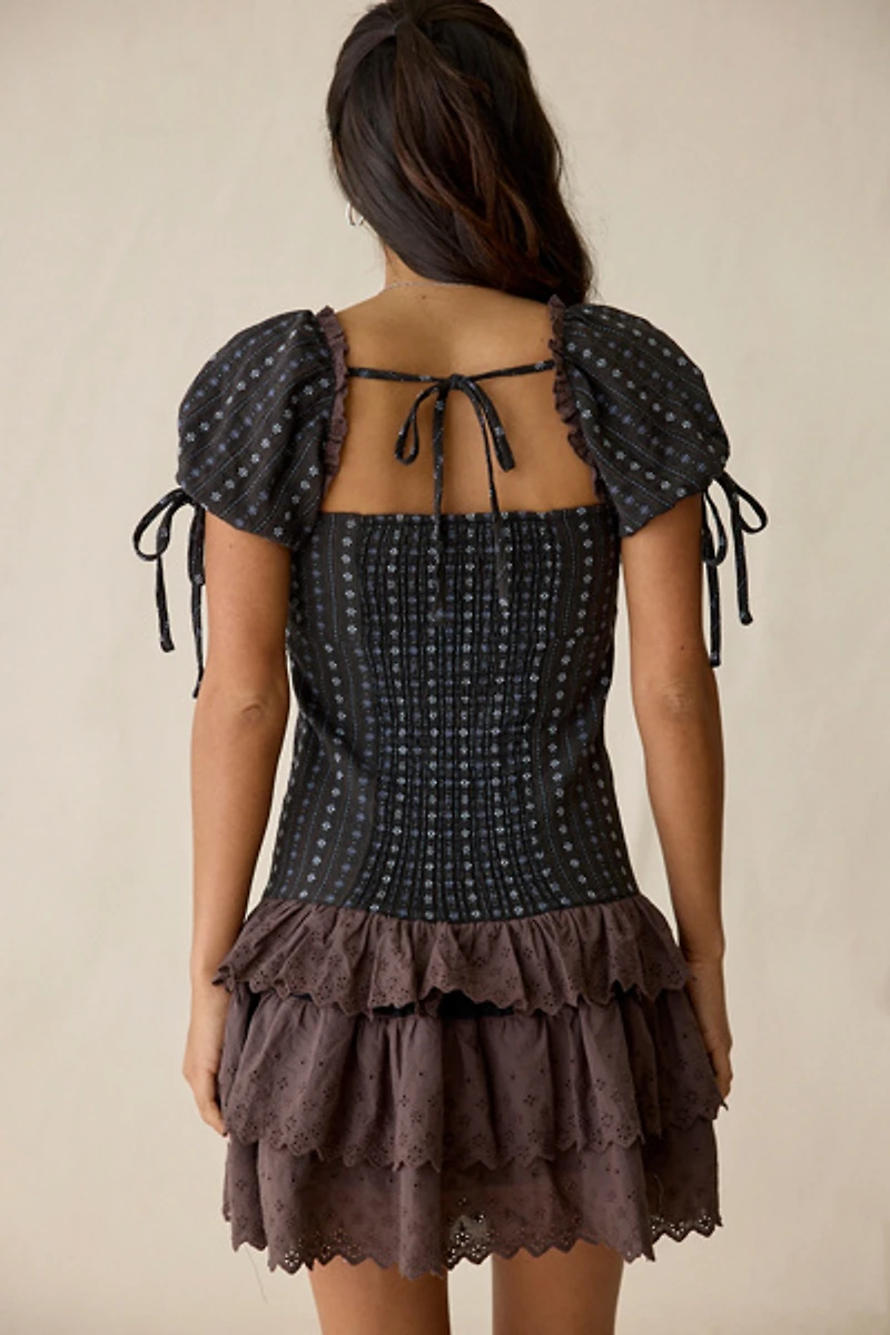 Daisy Street Orchard Drop Waist Ruffle Mini Dress