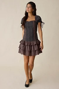 Daisy Street Orchard Drop Waist Ruffle Mini Dress