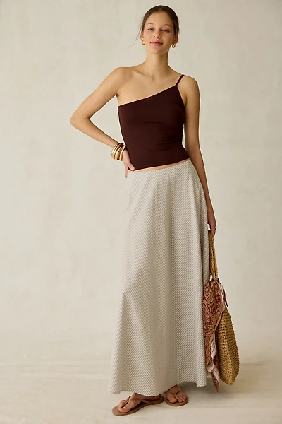 Daisy Street Buttermint Striped Cotton Maxi Skirt