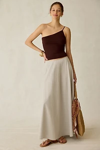 Daisy Street Buttermint Striped Cotton Maxi Skirt
