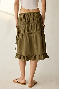 Daisy Street Ruched Side-Tie Midi Skirt