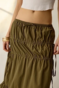 Daisy Street Ruched Side-Tie Midi Skirt