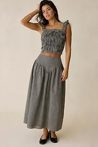 Daisy Street Starling Gingham Smocked Crop Top