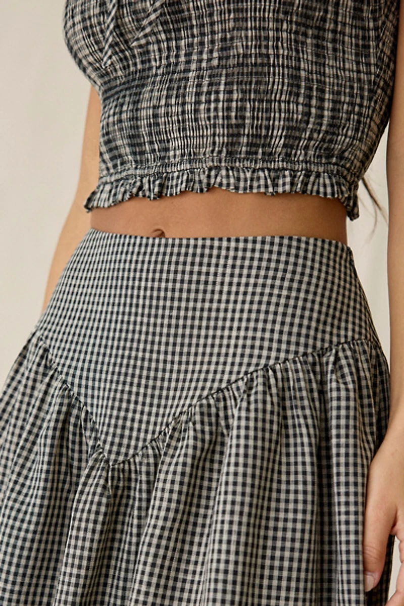 Daisy Street Starling Gingham Drop Waist Maxi Skirt