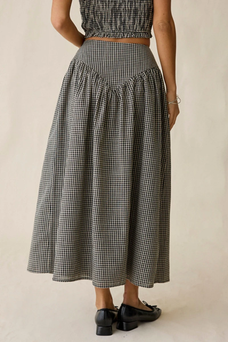 Daisy Street Starling Gingham Drop Waist Maxi Skirt