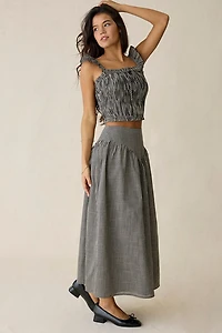 Daisy Street Starling Gingham Drop Waist Maxi Skirt