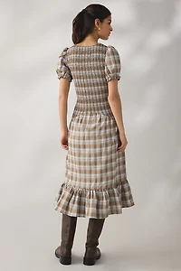 Daisy Street Nectar Puff Sleeve Smocked Midi Dress