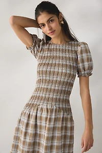 Daisy Street Nectar Puff Sleeve Smocked Midi Dress