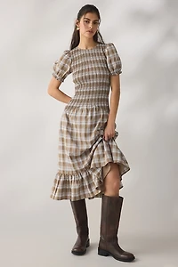 Daisy Street Nectar Puff Sleeve Smocked Midi Dress