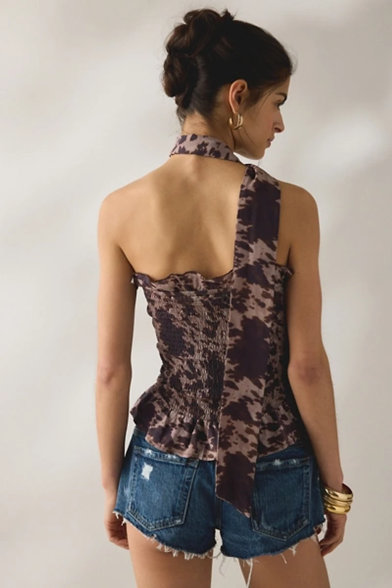 Daisy Street Bell Scarf Detail Smocked Tube Top