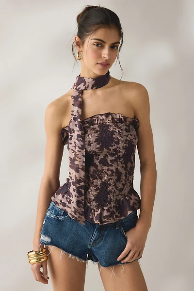 Daisy Street Bell Scarf Detail Smocked Tube Top