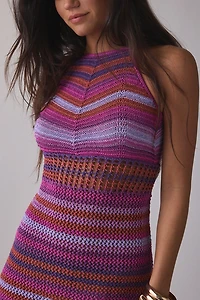 UO Sun Siren Crisscross Open-Back Sheer Knit Mini Dress
