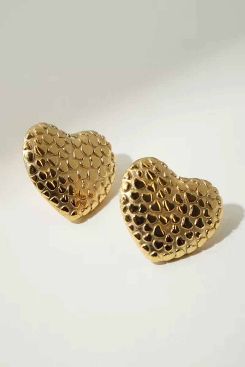 The M Jewelers Textured Heart Earrings