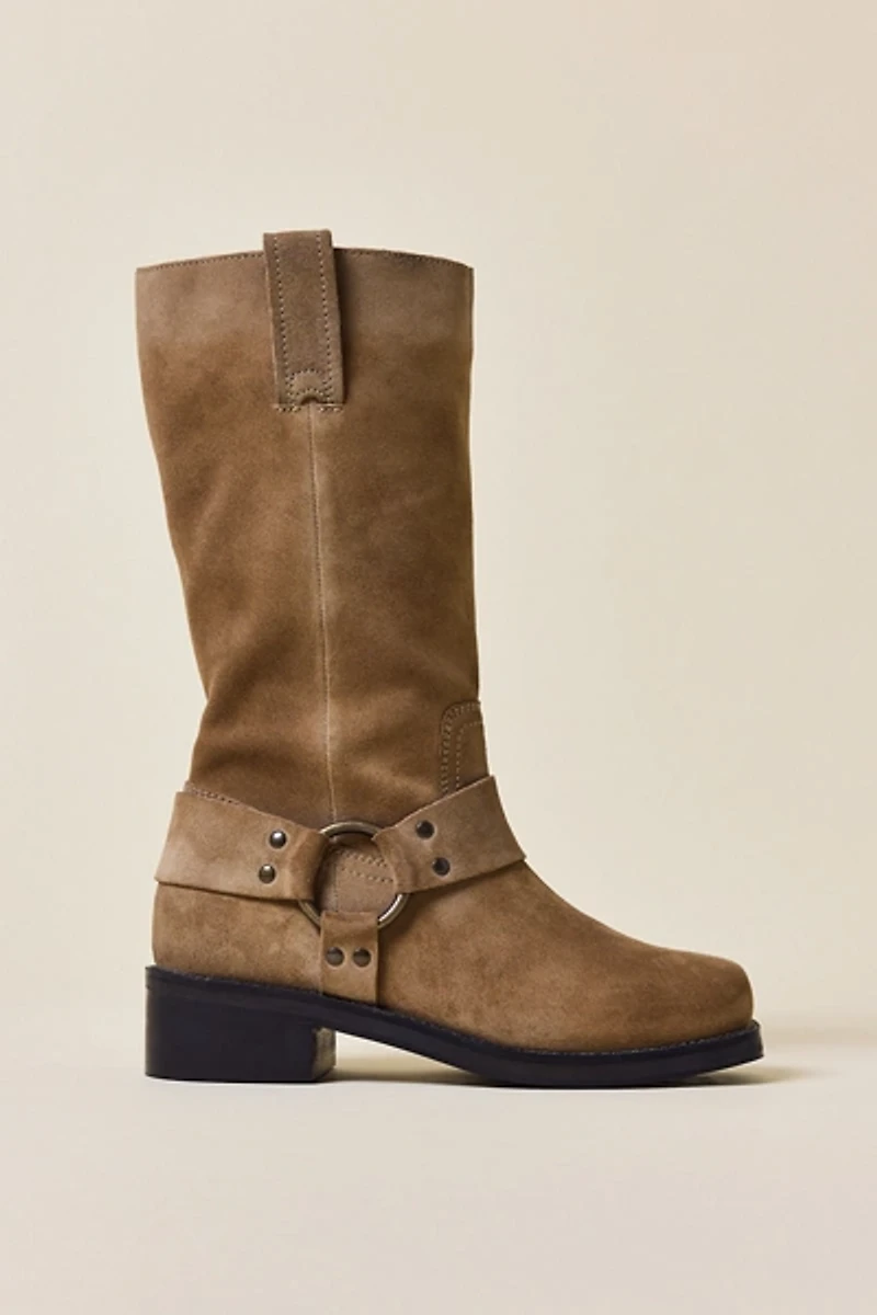 UO Suede Moto Harness Boots