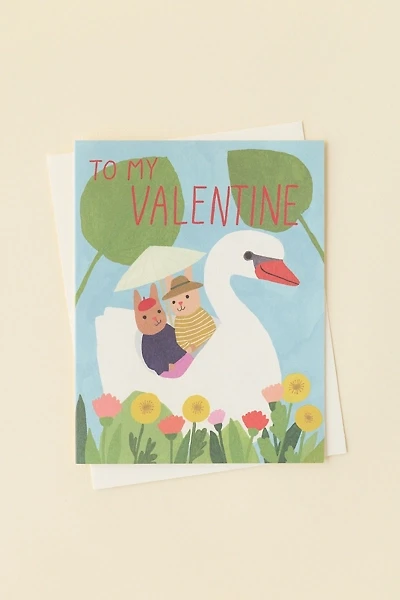 Red Cap Cards Swan Lake Valentine’s Day Card
