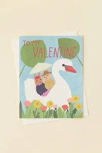 Red Cap Cards Swan Lake Valentine’s Day Card