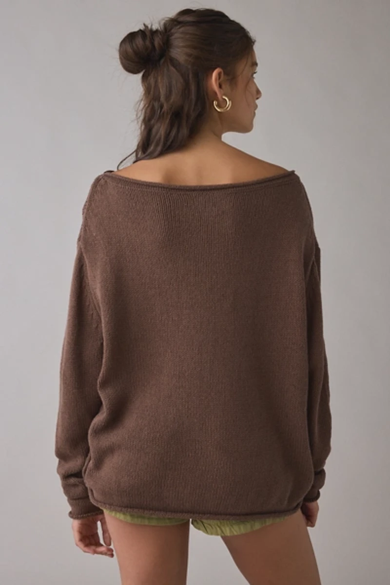BDG Nola Cotton Blend Oversized Boatneck Sweater