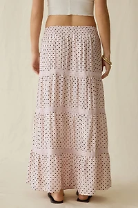 Daisy Street On The Dot Tiered Lace Trim Maxi Skirt