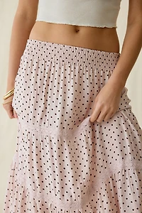 Daisy Street On The Dot Tiered Lace Trim Maxi Skirt