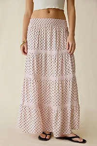 Daisy Street On The Dot Tiered Lace Trim Maxi Skirt