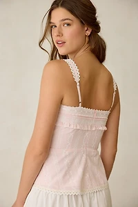 Daisy Street Sherbert Peplum Lace Trim Tank Top