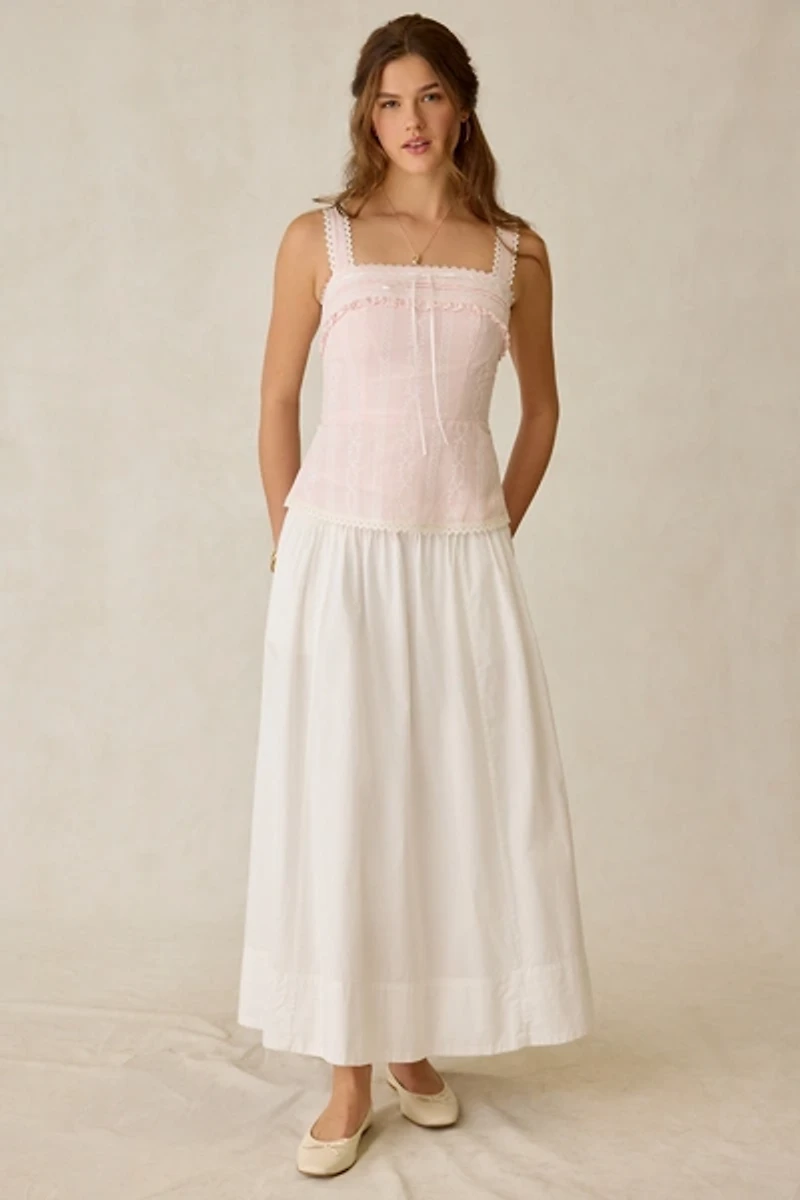 Daisy Street Sherbert Peplum Lace Trim Tank Top