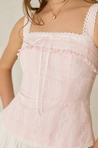 Daisy Street Sherbert Peplum Lace Trim Tank Top