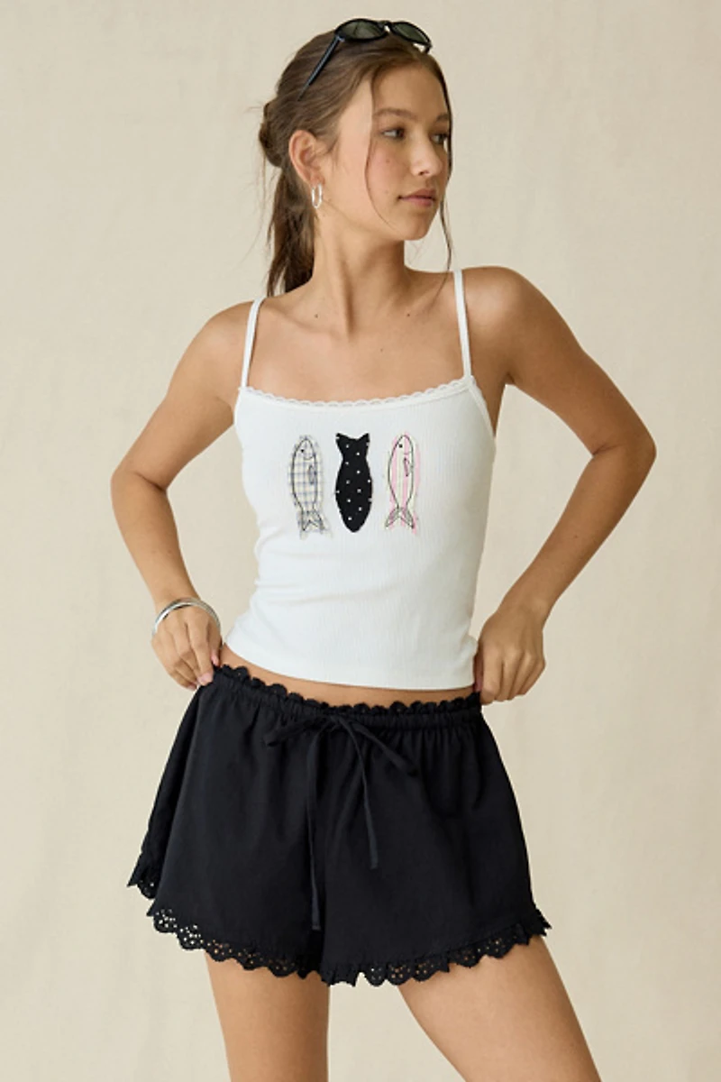 Daisy Street Kipper Fish Applique Graphic Cami