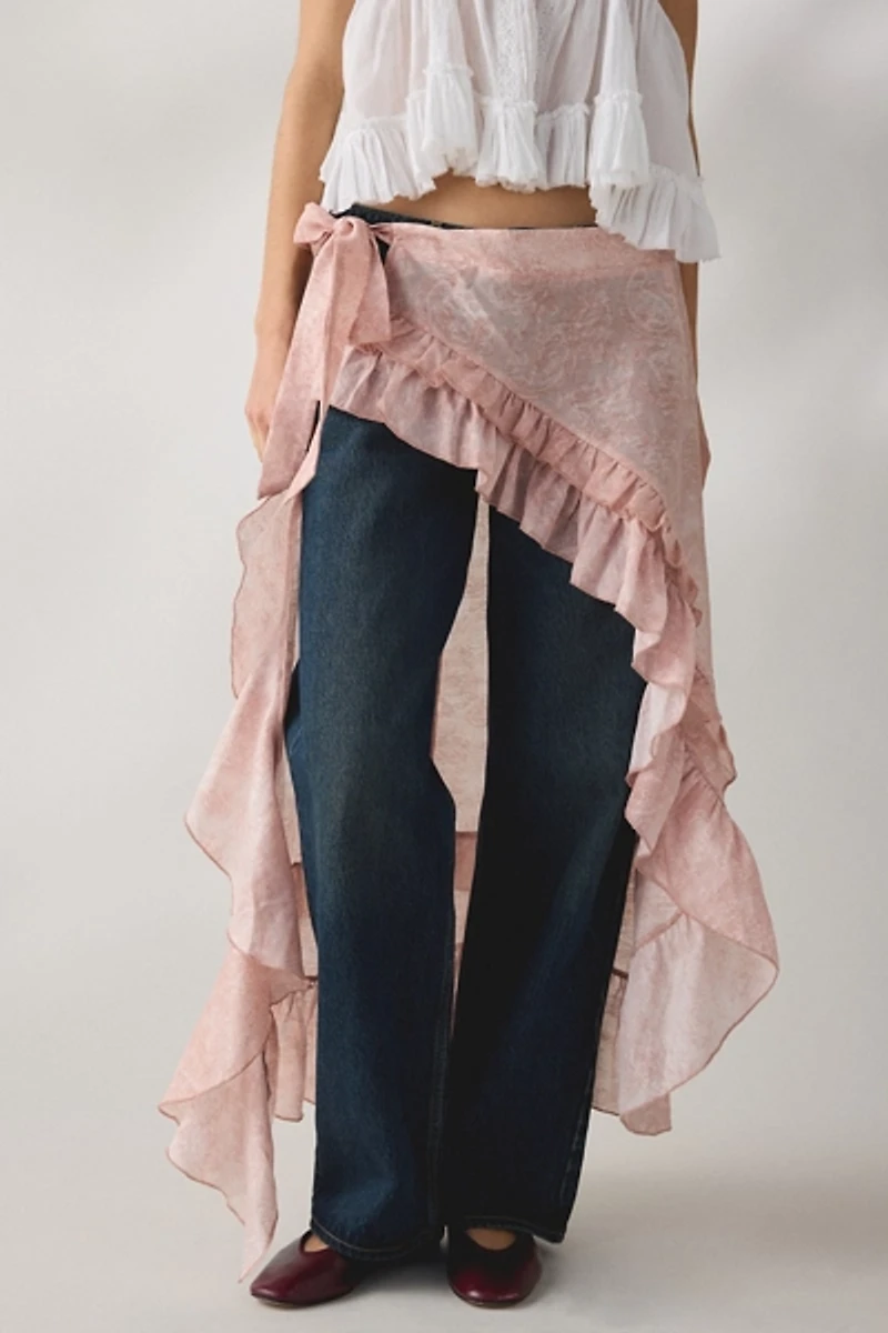 Daisy Street Pretty Paisley Sheer Wrap High-Low Maxi Skirt