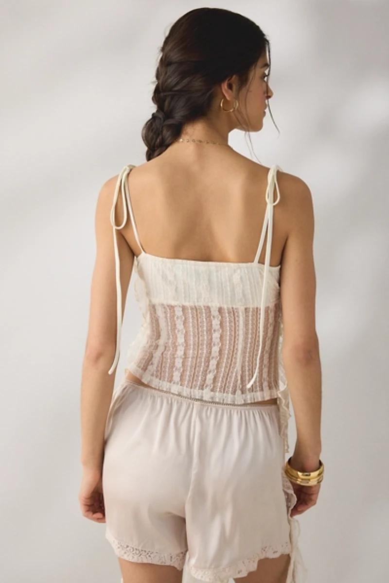 Daisy Street Flutter Sheer Lace Split-Front Flyaway Cami