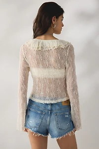 Daisy Street Sheer Radiance Lace Tie-Front Flyaway Top