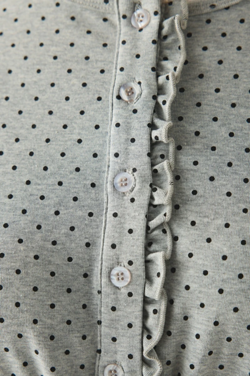 Daisy Street Polka Dot Smocked Drop Waist Ruffle Romper