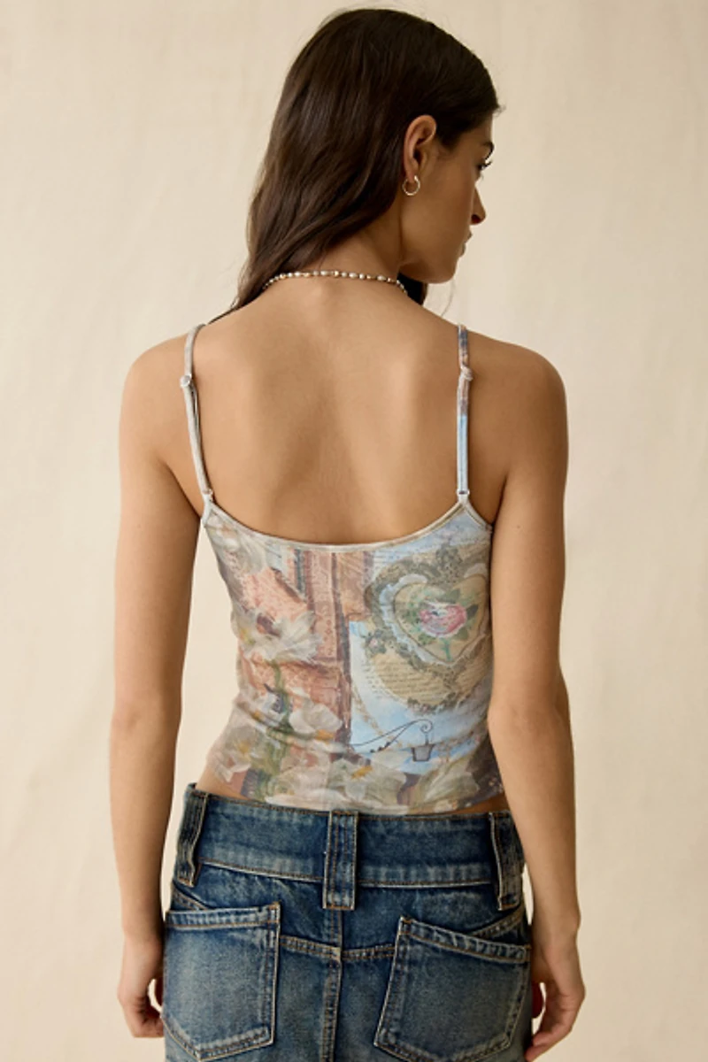 Daisy Street Chateau Graphic Cropped Cami