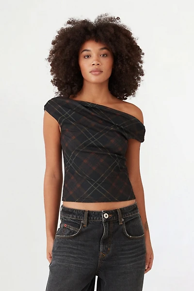 BDG Fia Plaid Off-The-Shoulder Crop Top