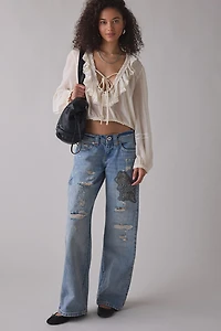 BDG Kayla Rip + Repair Embellished Low-Rise Jean